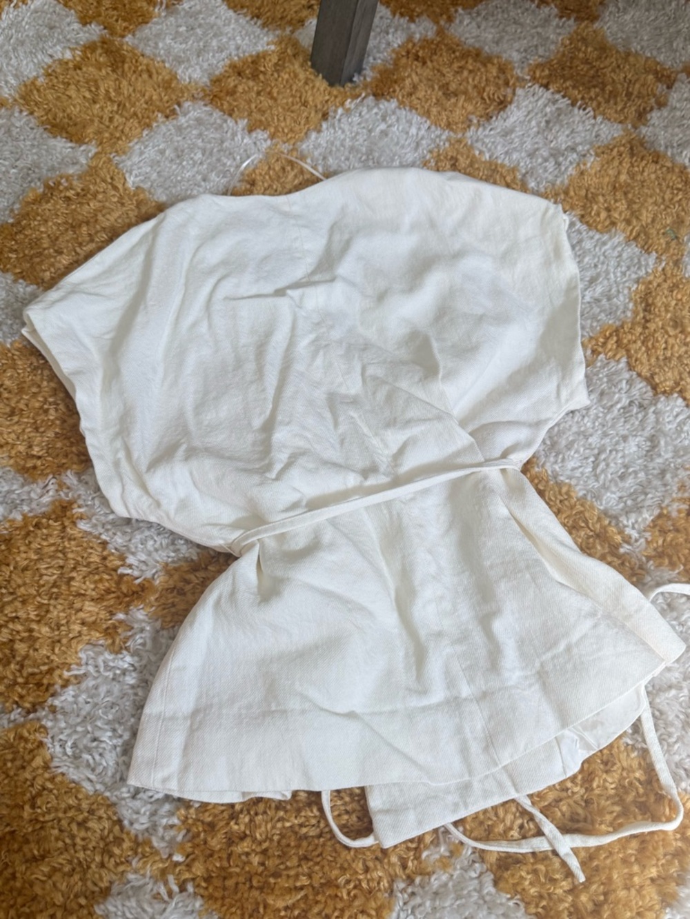 ZARA Linen Cream Wrap Top with Waist Tie XS - Picture 4 of 4